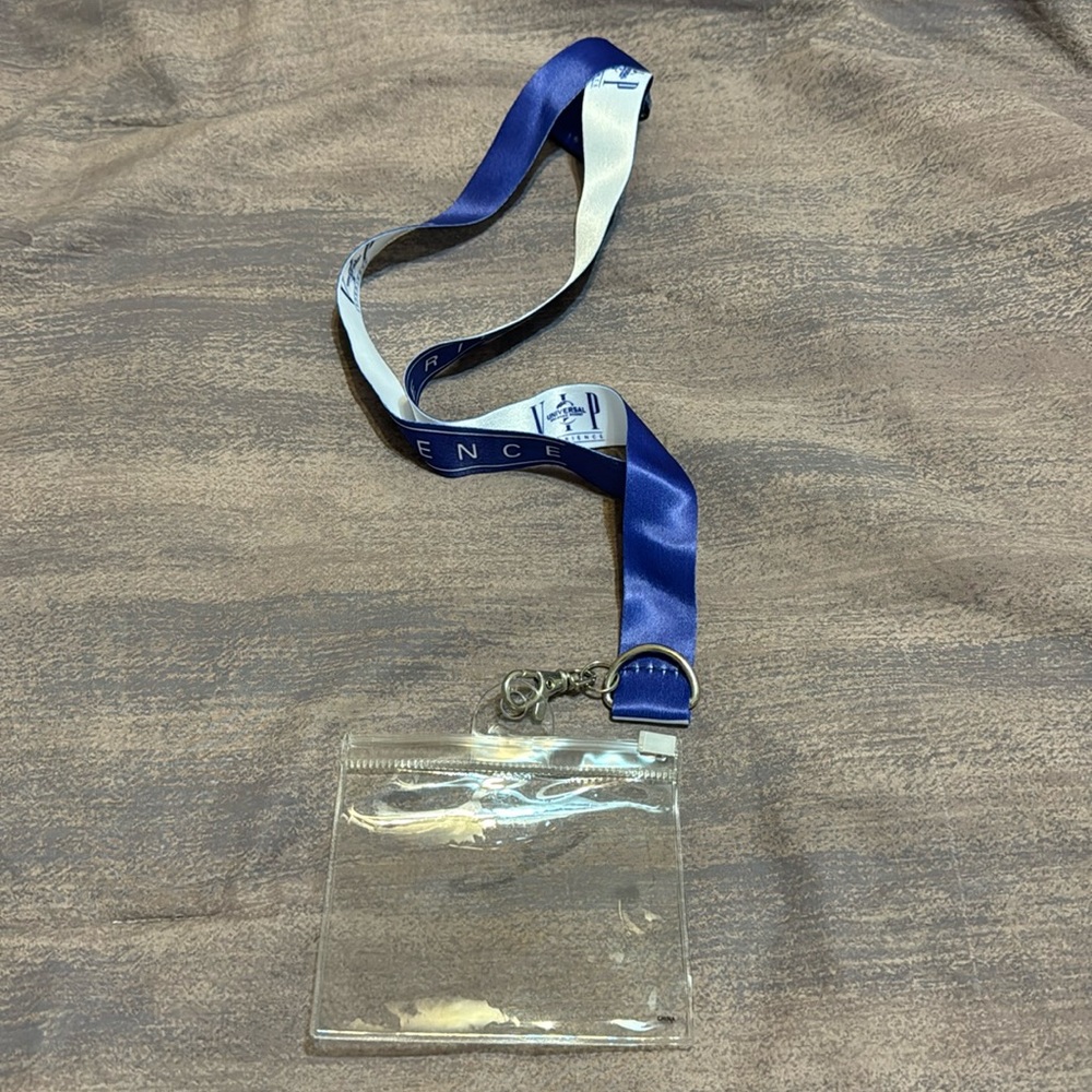UNIVERSAL STUDIOS NECKLACE LANYARD FROM VIP EXPERIENCE in Orlando, Florida.